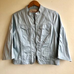 CAbi Size S Light Blue Khaki Jacket Zip Up